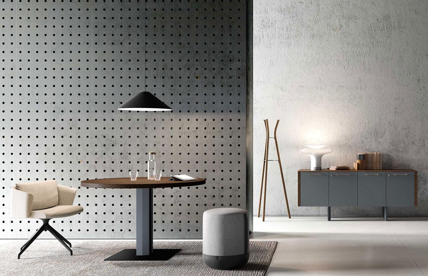  Table de réunion en bois et en cuir, gamme Parvis, France Bureau
